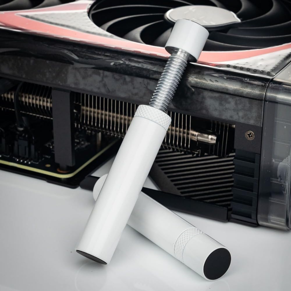 Adjustable White GPU Support Bracket 74-120mm with Magnetic Base