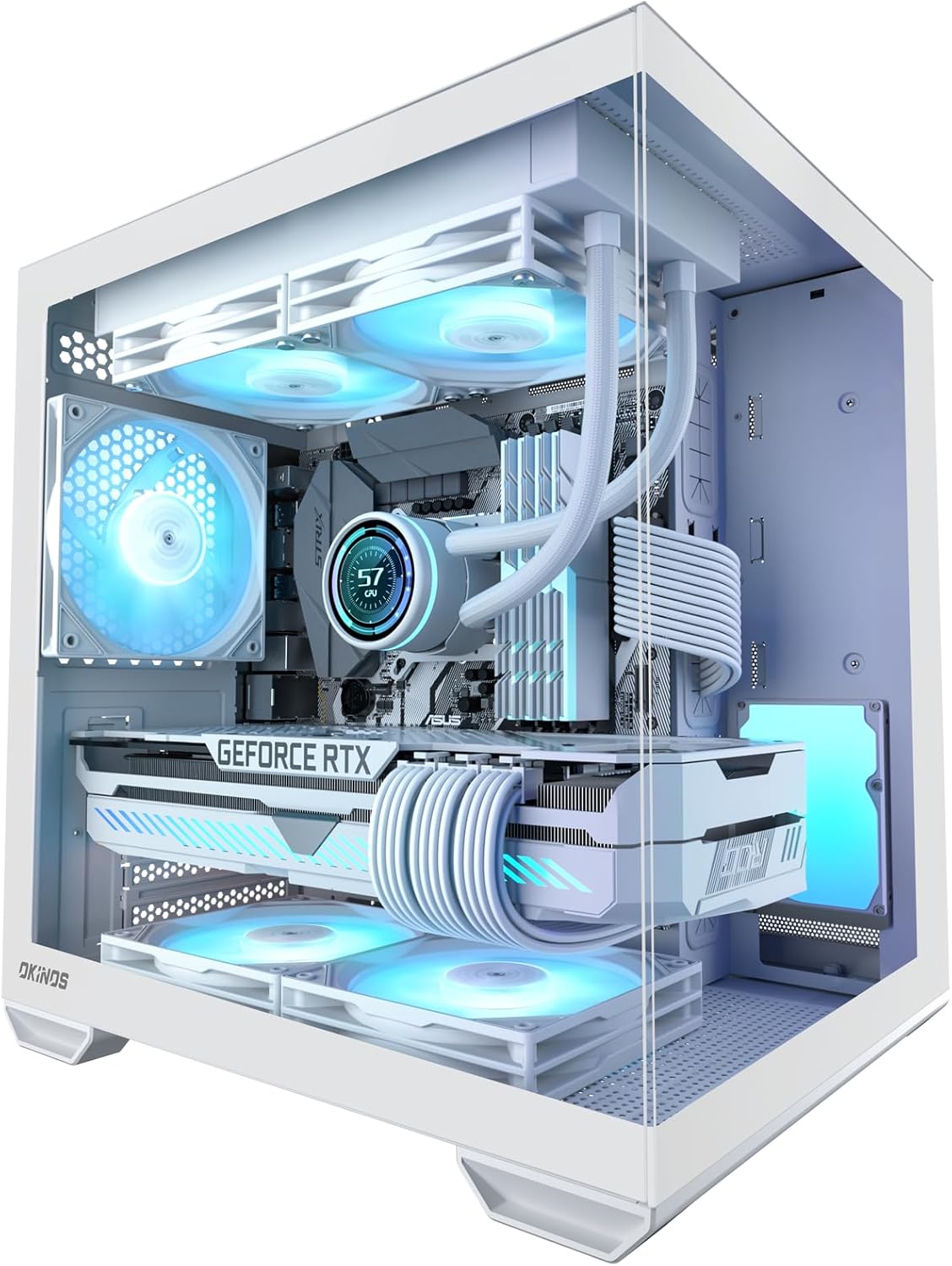Okinos Mirage 4 mATX PC Case, 3 ARGB Fans, Type-C, Black