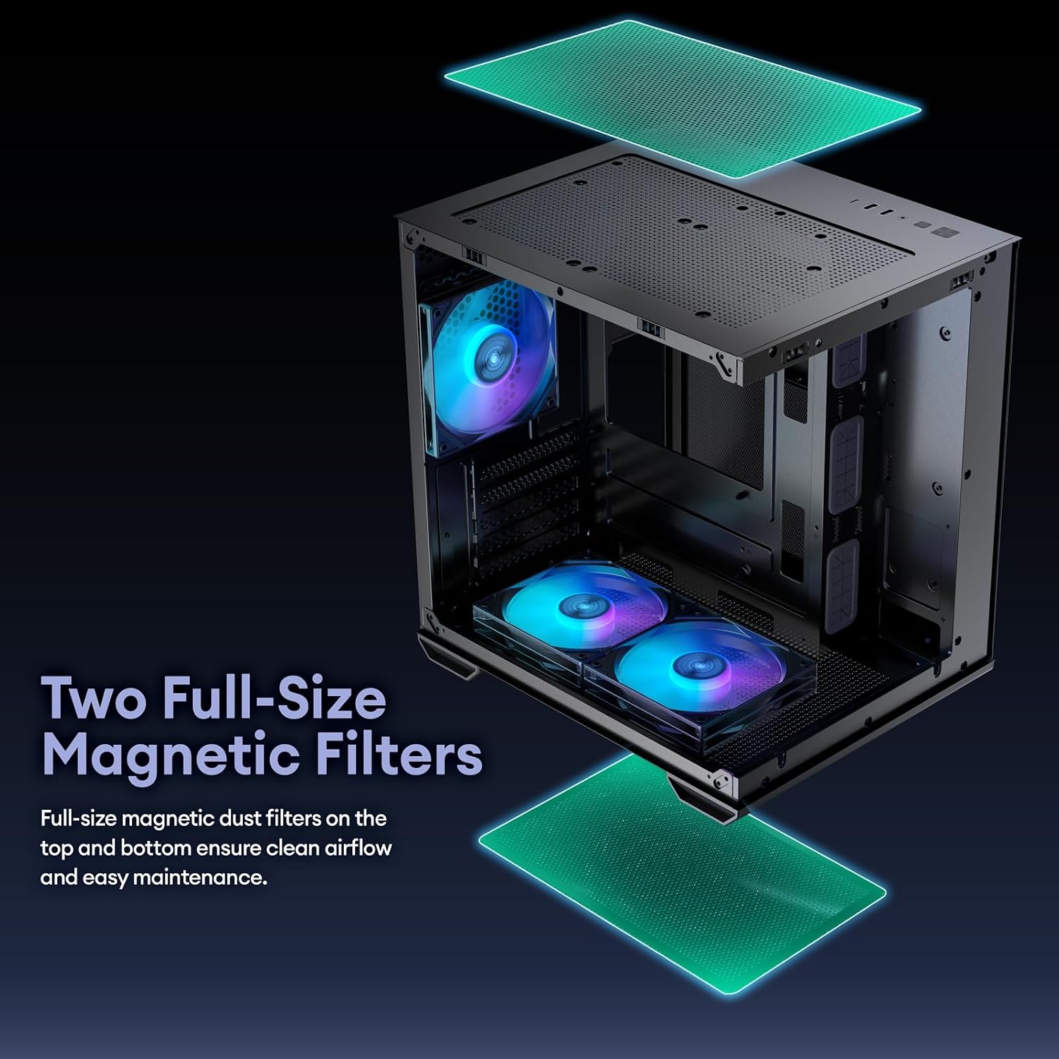 Okinos Mirage 4 mATX PC Case, 3 ARGB Fans, Type-C, Black