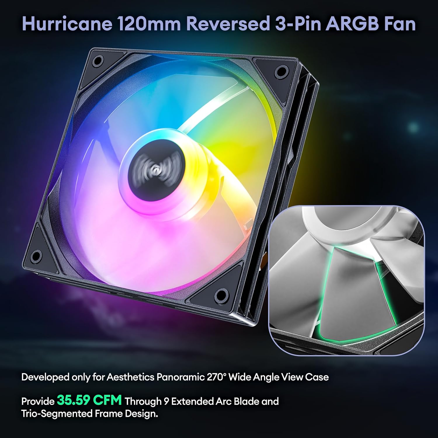Okinos Mirage 4 mATX PC Case, 3 ARGB Fans, Type-C, Black