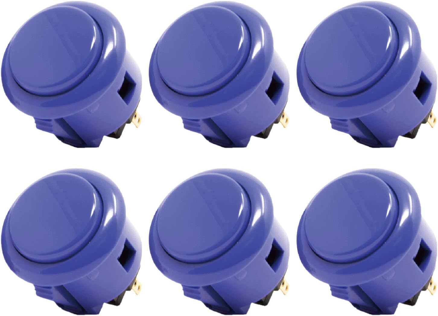 Sanwa 6-Pack OBSF-30 Original Push Buttons, 30mm, Dark Blue