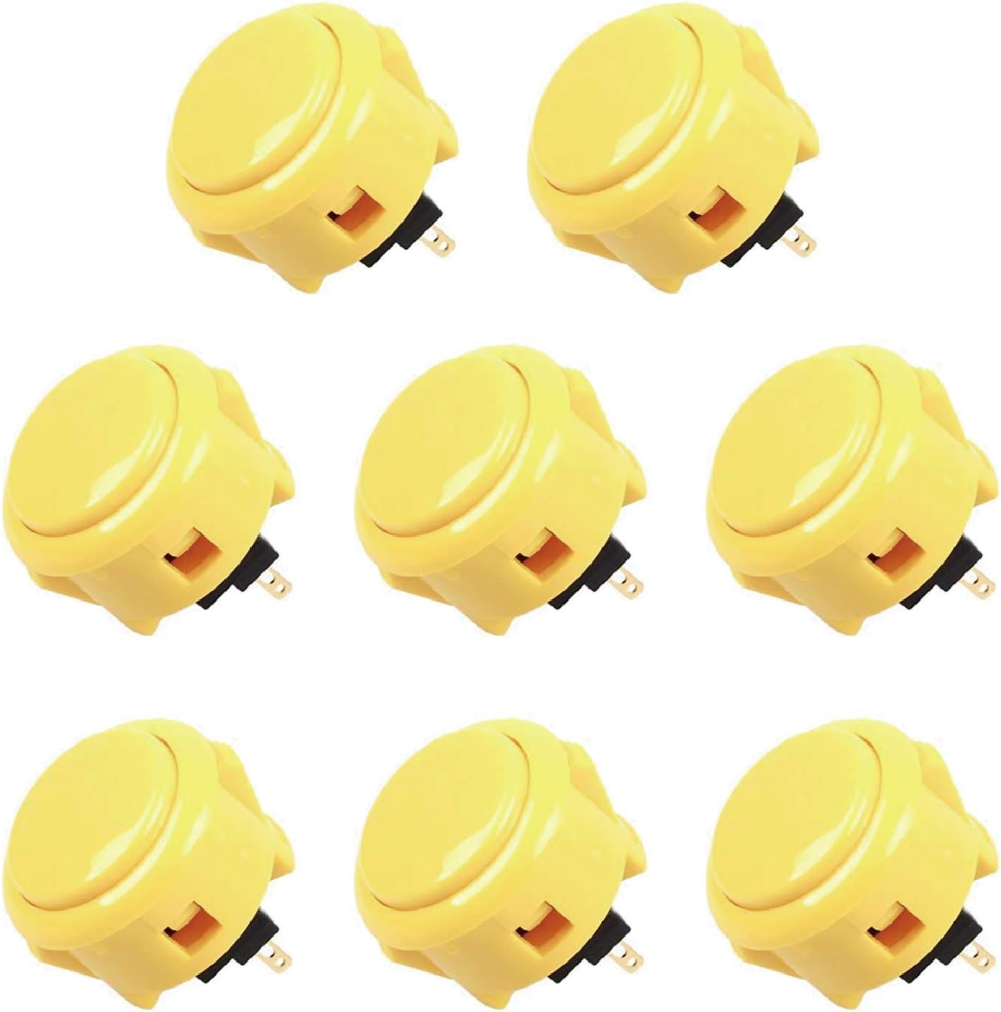 SANWA 8-Pack OBSF-30 Original 30mm Push Buttons, Yellow