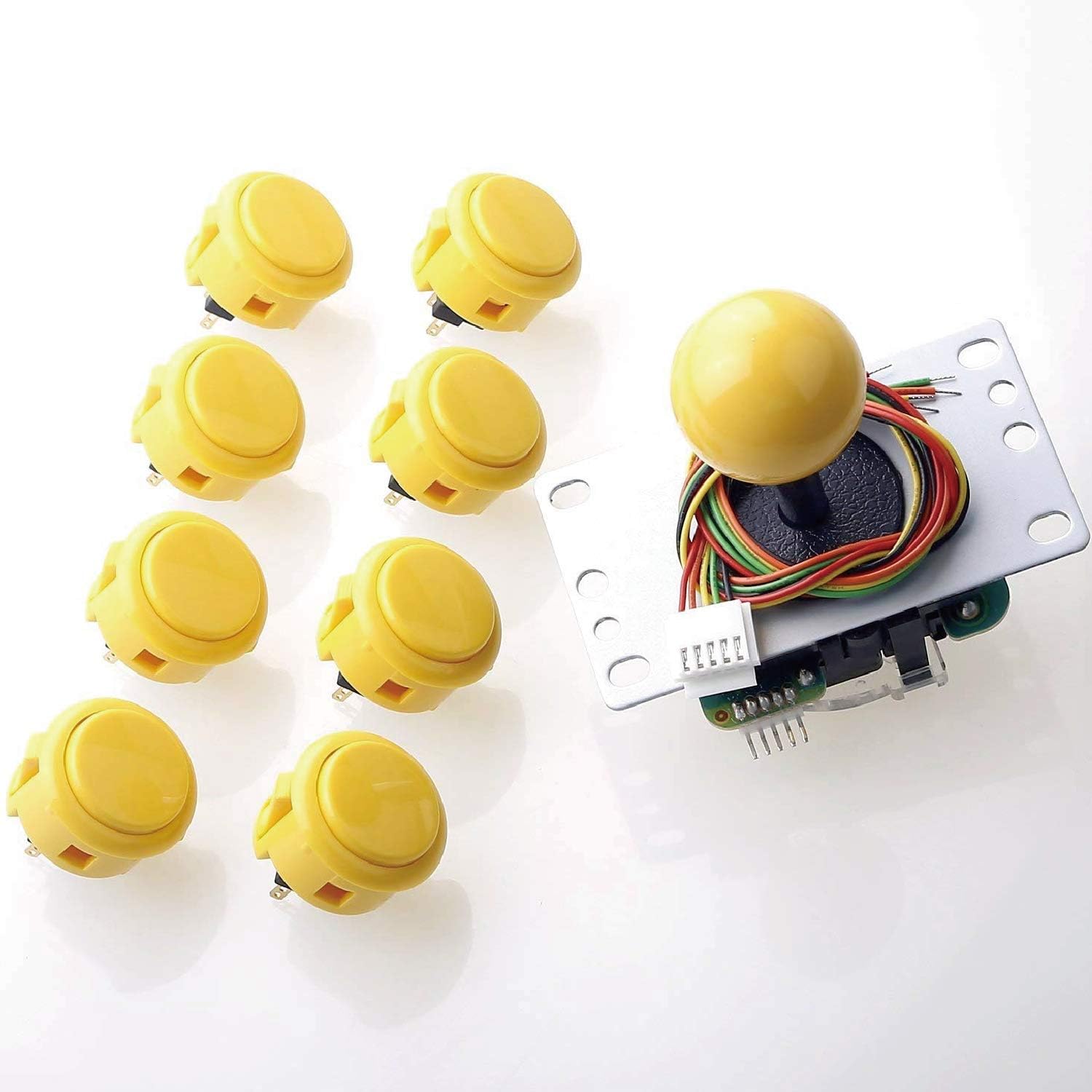 Sanwa JLF-TP-8YT Joystick & 8 Yellow OBSF-30 Push Buttons Kit
