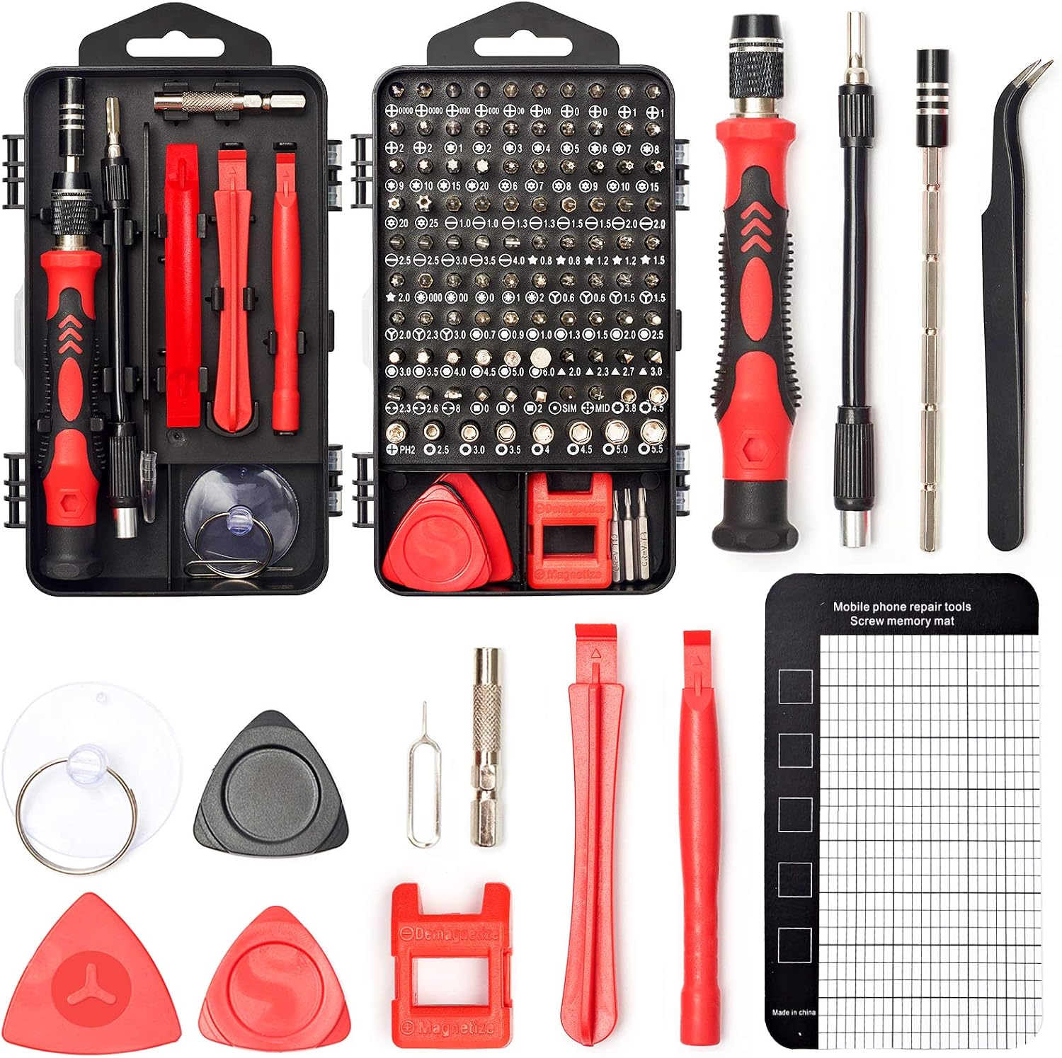 SHARDEN 122-in-1 Precision Screwdriver Set, Magnetic CR-V Bits (Red)