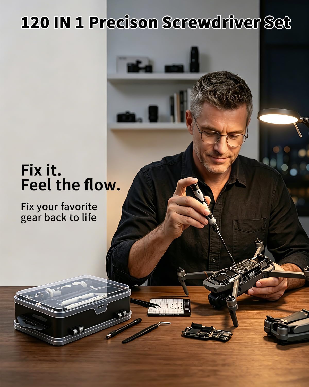 SHOWPIN 122-Piece Precision Computer Screwdriver Kit with 101 Magnetic Bits