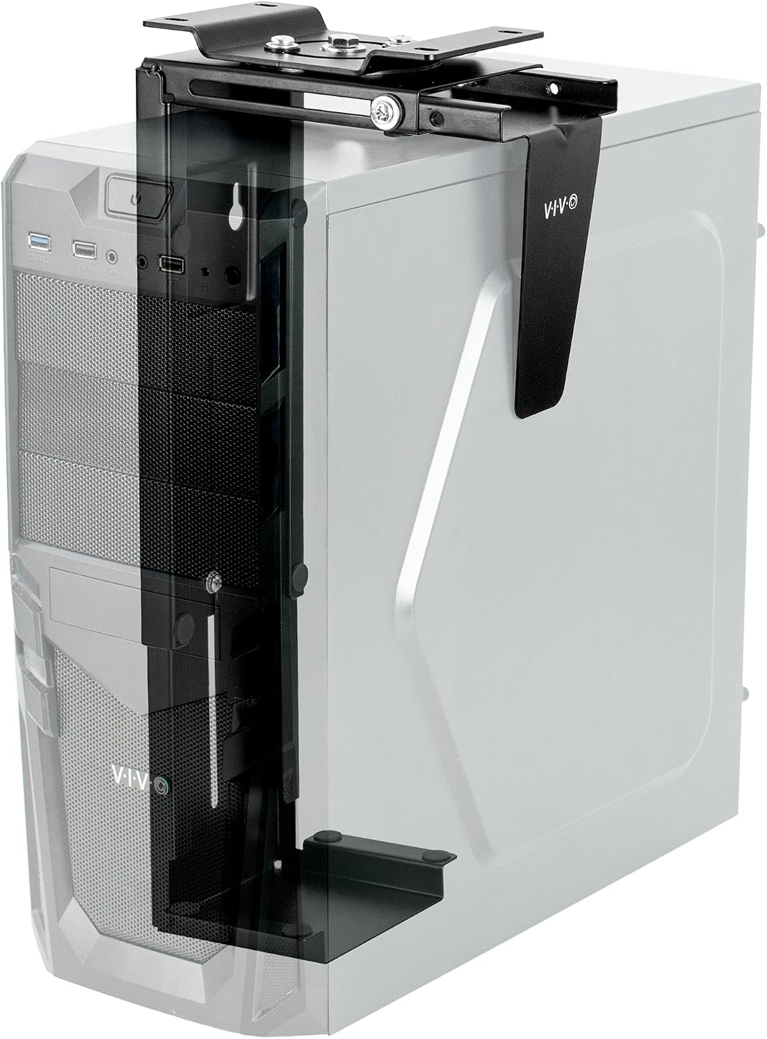 VIVO Black Under Desk & Wall PC Mount, MOUNT-PC01, 3.5-7.8in Wide